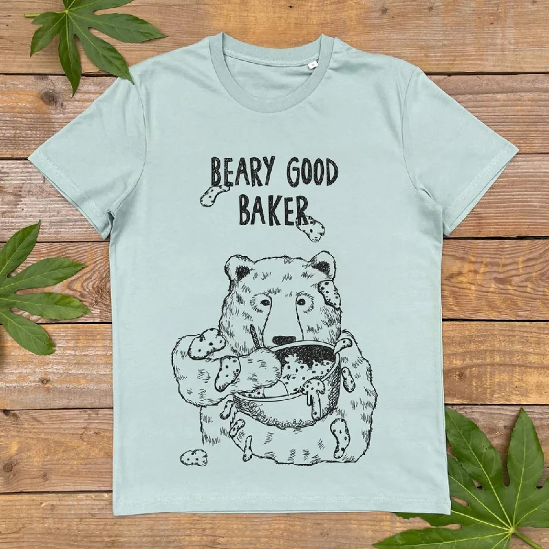 Beary Good Baker T-Shirt Striped Floral Plaid