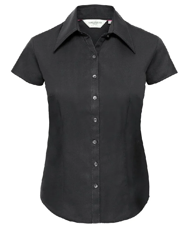 Black - Women’s cap sleeve Tencel® fitted shirt Front Pockets Side Pockets Patch Pockets