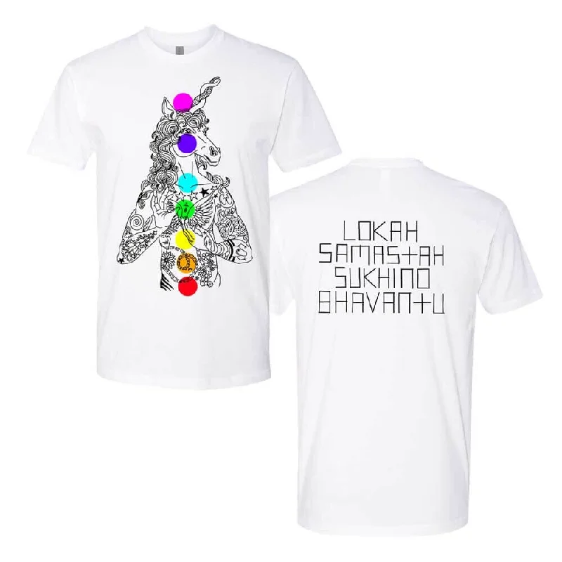 Unicorn Chakras Short Sleeve T-Shirt supporting Summer of Sass Welt Pockets Slit Pockets