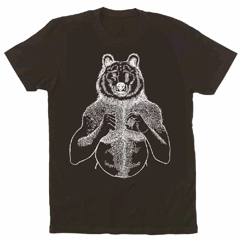 Brian Kenny White Print Beefy Bear T-Shirt Fitted T-Shirt Seamless Stretchy