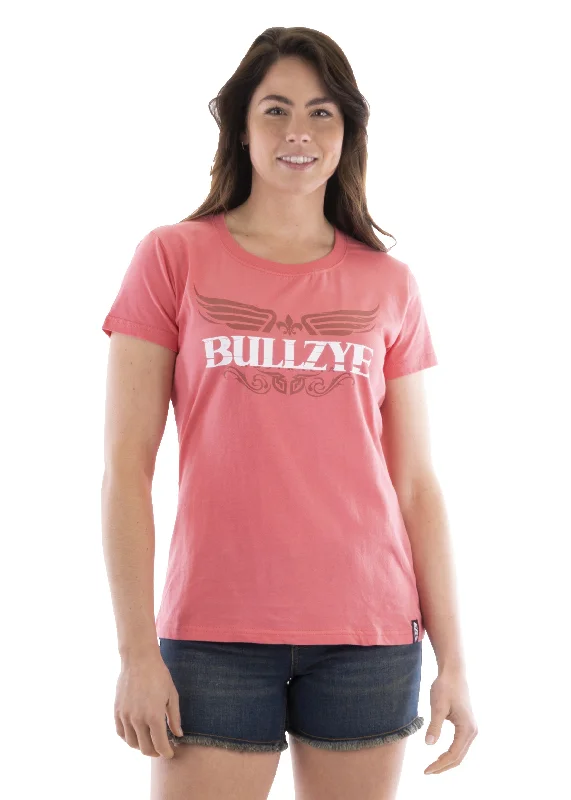 Bullzye Ladies Heritage Short Sleeve Tee - Coral - B2S2503212 Fleece Nylon Spandex