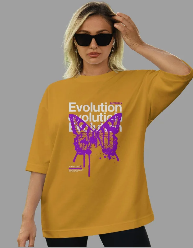 Butterfly Evolution Oversized Tshirt for Women Anti-Pilling Machine Wash Handmade