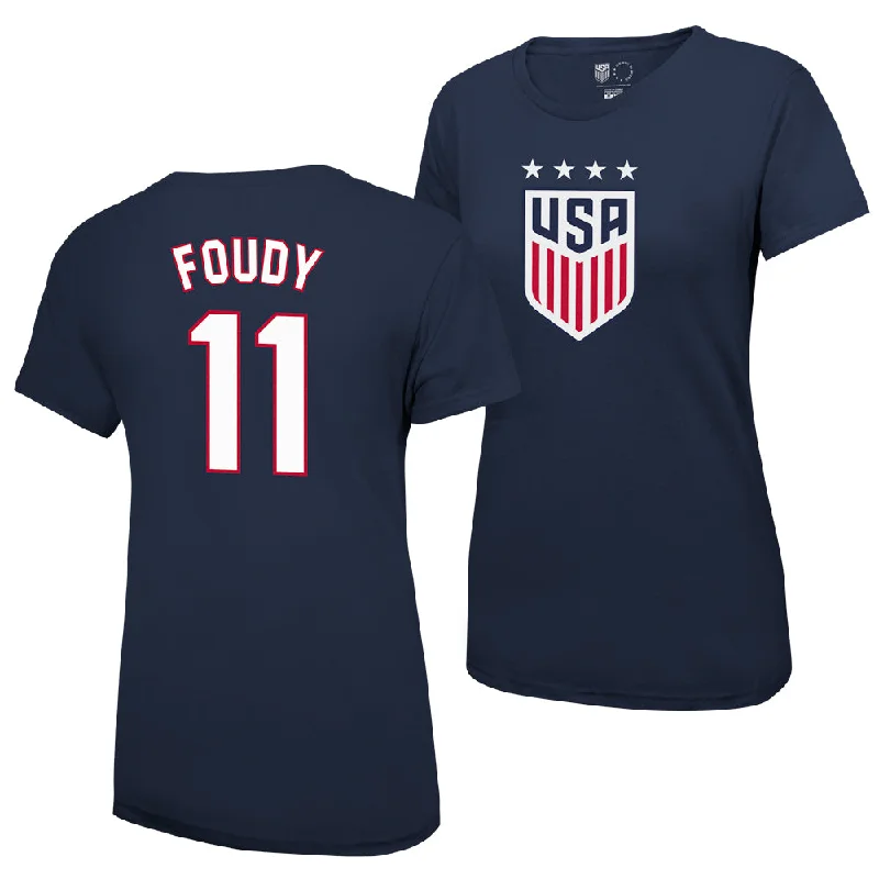 Julie Foudy 1999 USWNT Women's 4 Star T-Shirt Zippered Front Buttoned Front Snap Front