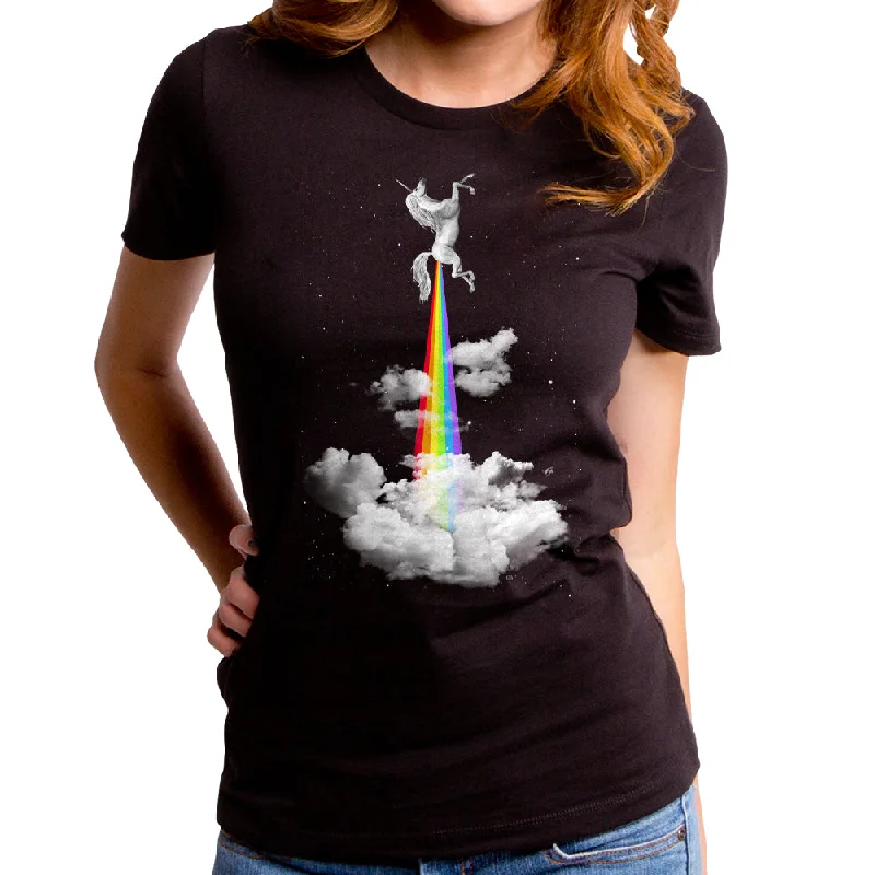 Blast Off Unicorn Women's T-Shirt Elasticated Padded Insulated