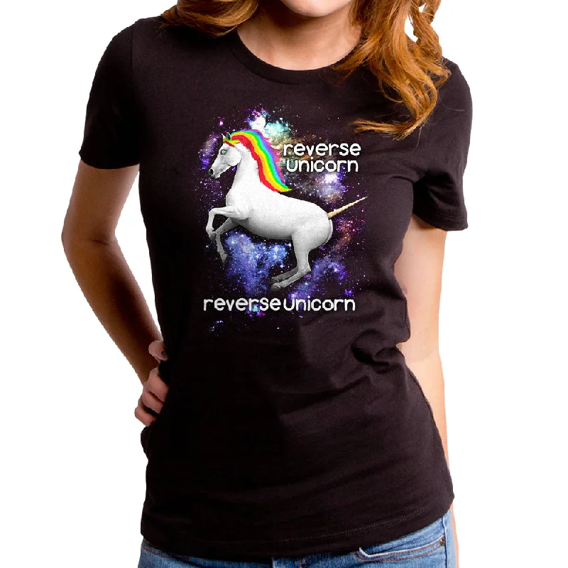 Reverse Unicorn Women's T-Shirt Mesh Blend Leather Blend Suede Blend