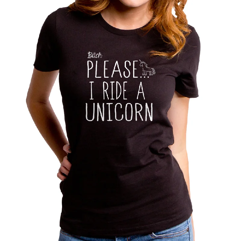 Ride a Unicorn Women's T-Shirt Graphic T-Shirt Round Neck Polyester