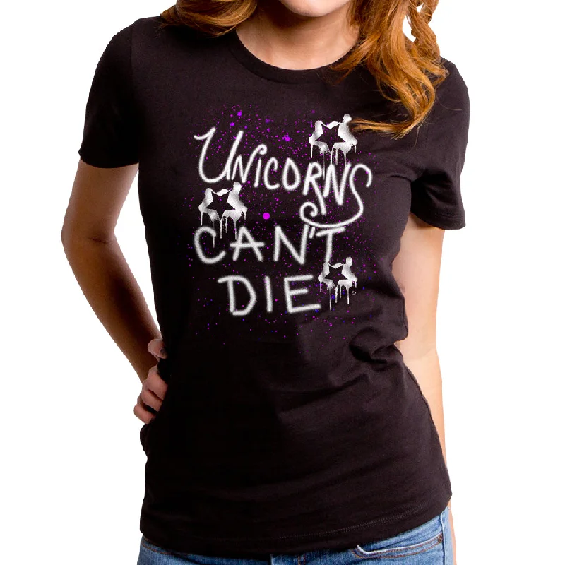 Unicorns Can't Die Women's T-Shirt Welt Pockets Slit Pockets Flap Pockets