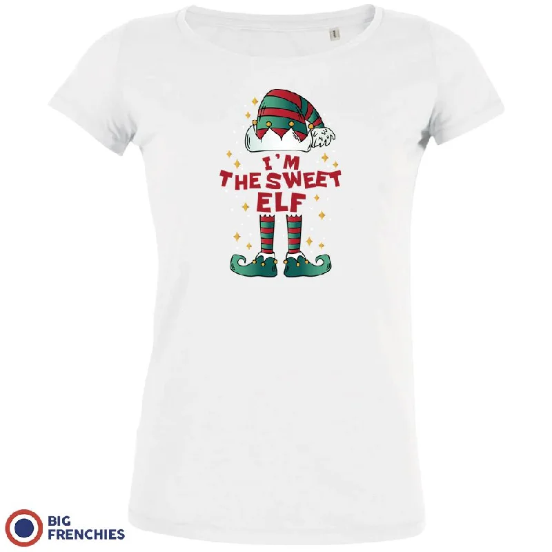 I'M The Sweet ELF Christmas Women's Organic Tee Solid Color Striped Floral