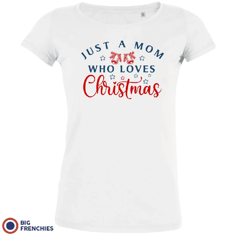 Just a Mom Who Loves Christmas Women's Organic Tee Striped Floral Plaid