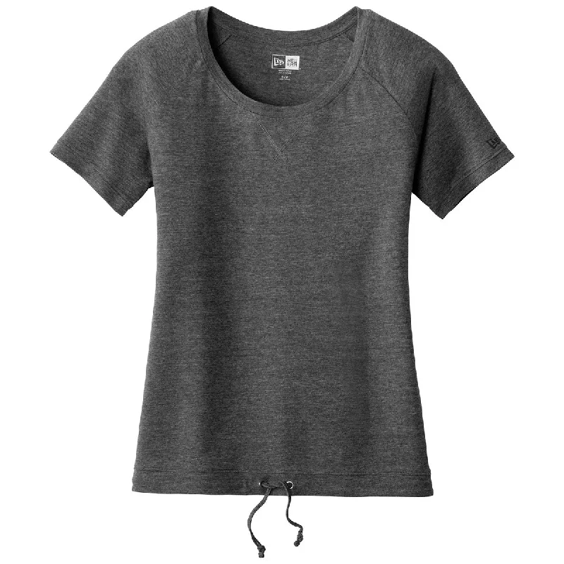 New Era Women's Dark Graphite Tri-Blend Performance Cinch Tee Asymmetrical Pockets Print