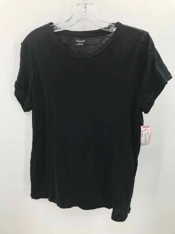 Pre-Owned Madewell Black Size Medium T-shirt Asymmetrical Pockets Print