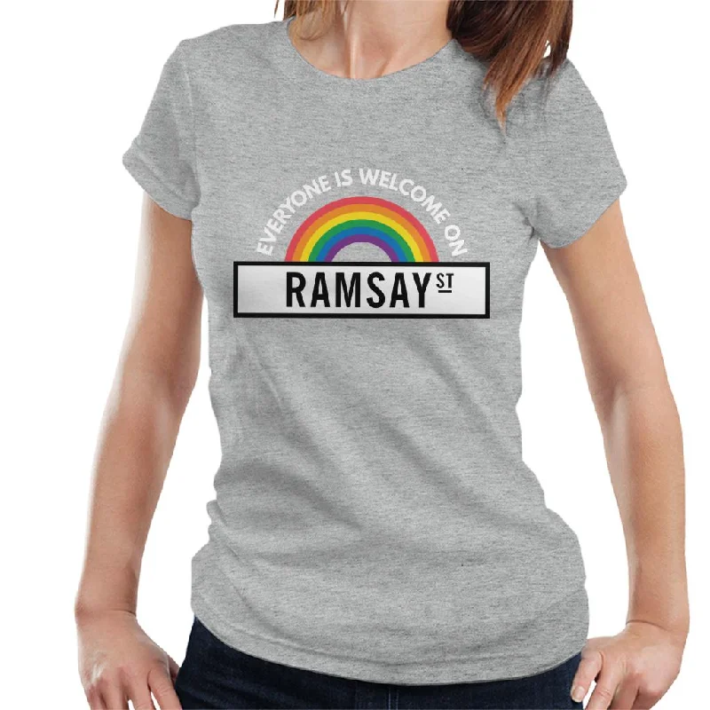 Neighbours Pride Everyone Is Welcome On Ramsay St Women's T-Shirt Ribbed T-Shirt High Neck Heavyweight