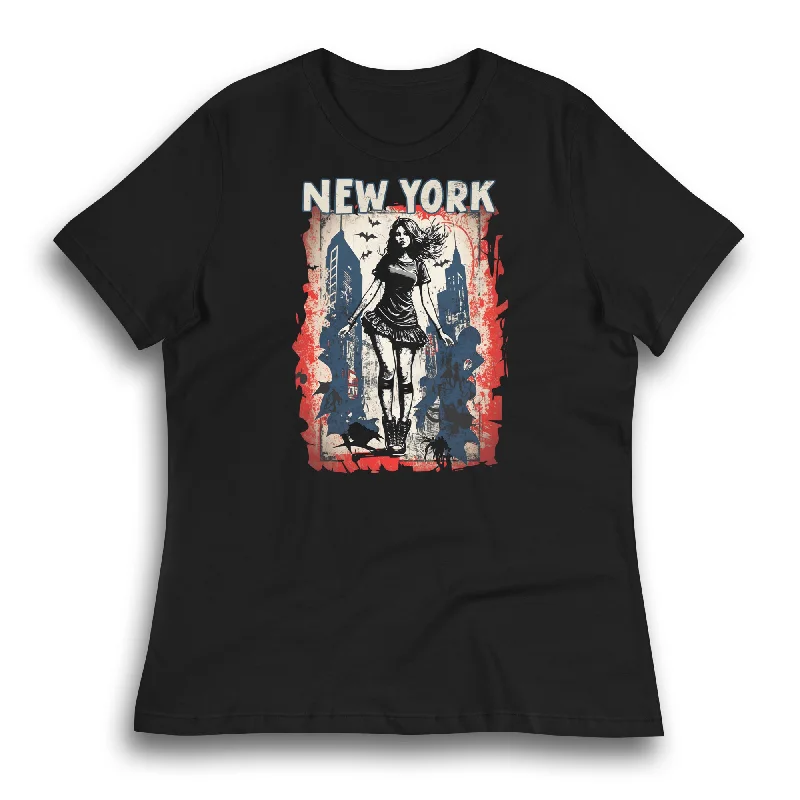 NEW YORK GIRL WOMEN'S T-SHIRT Collared Crew Neck Turtle Neck