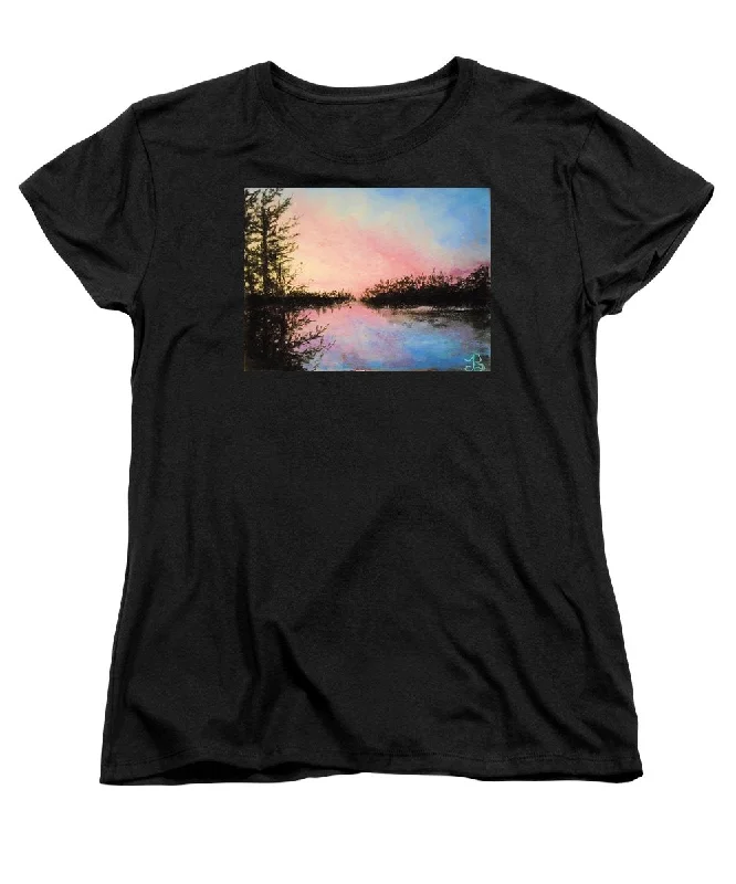 Night Streams in Sunset Dreams  - Women's T-Shirt (Standard Fit) Spandex Blend Rayon Blend Denim Blend