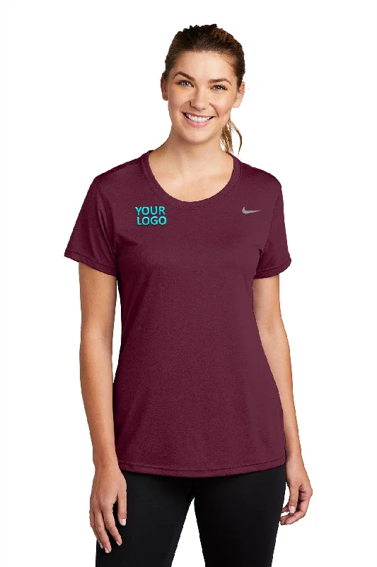 Nike Ladies Team rLegend Customized Tee's, Deep Maroon Mesh Canvas Denim