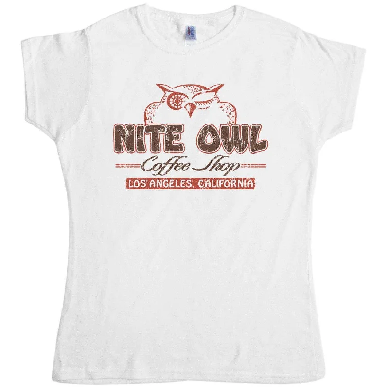 Nite Owl Womens Style T-Shirt, Inspired By La Confidential Embroidered Appliqued Beaded