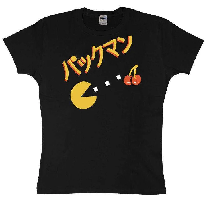 Pac Man Japanese T-Shirt for Women Embroidered Appliqued Beaded