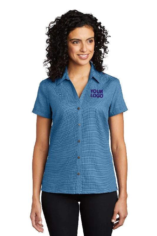 Port Authority Ladies Textured Customized Camp Shirts, Celadon Layered Multi-layer Single Layer