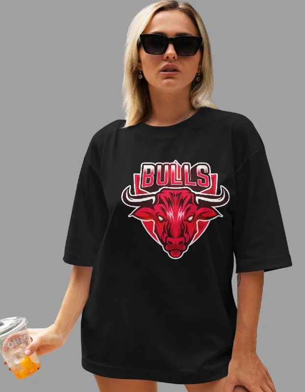 Red Bull Oversized Tshirt for Women Rayon Velvet Corduroy