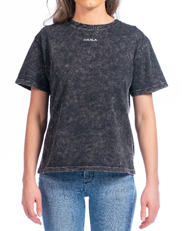 Relaxed Crew T-shirt : Frosted Black Rayon Velvet Corduroy