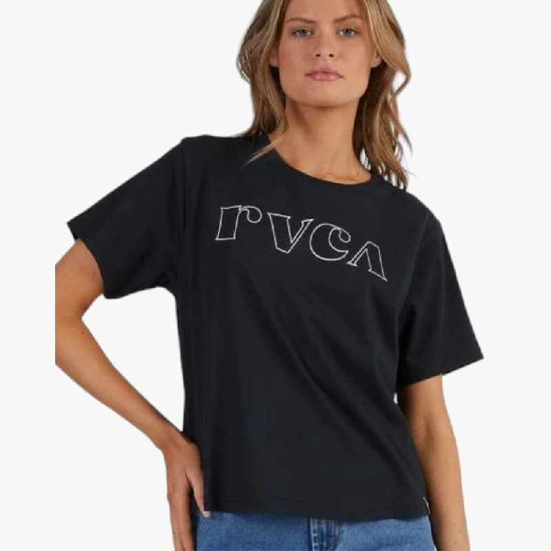 Rvca Womens  Big Rvca Keyline Long Sleeve Tee Vintage Black Seamless Knitted Crochet