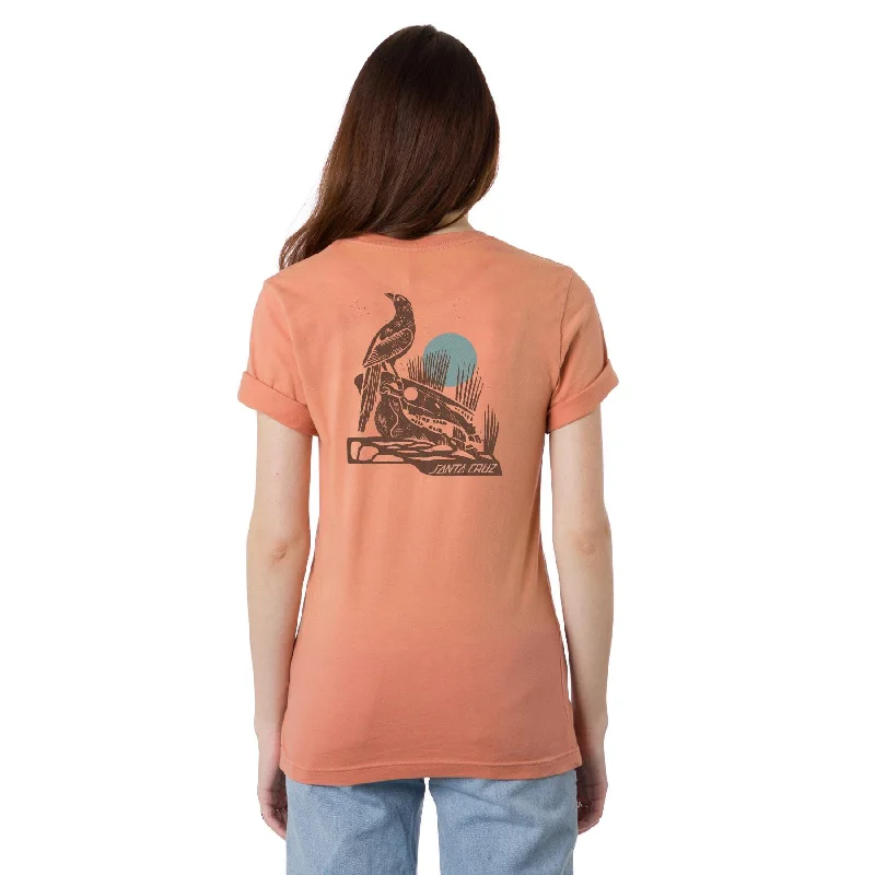 SANTA CRUZ Women's Raven Relaxed Tee Terracotta Fade Cashmere Blend Cotton Blend Poly Blend