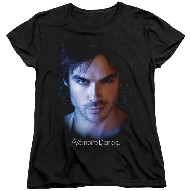 The Vampire Diaries Damon Women's 18/1 Cotton Short-Sleeve T-Shirt V-Neck T-Shirt Long Sleeve Cotton