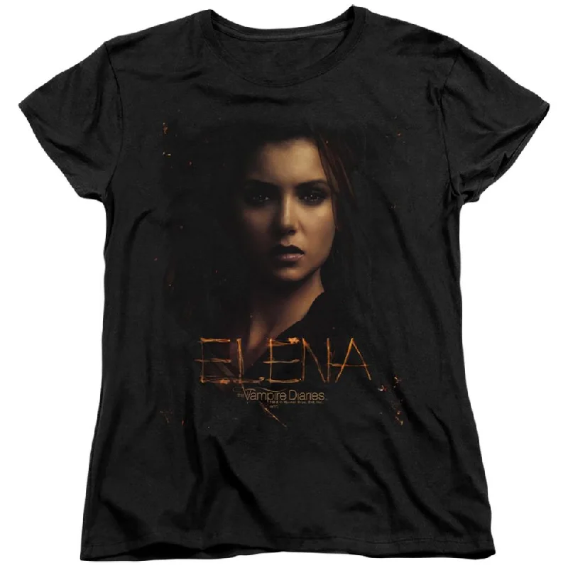 The Vampire Diaries Elena Smokey Veil Women's 18/1 Cotton Short-Sleeve T-Shirt Collared Crew Neck Turtle Neck