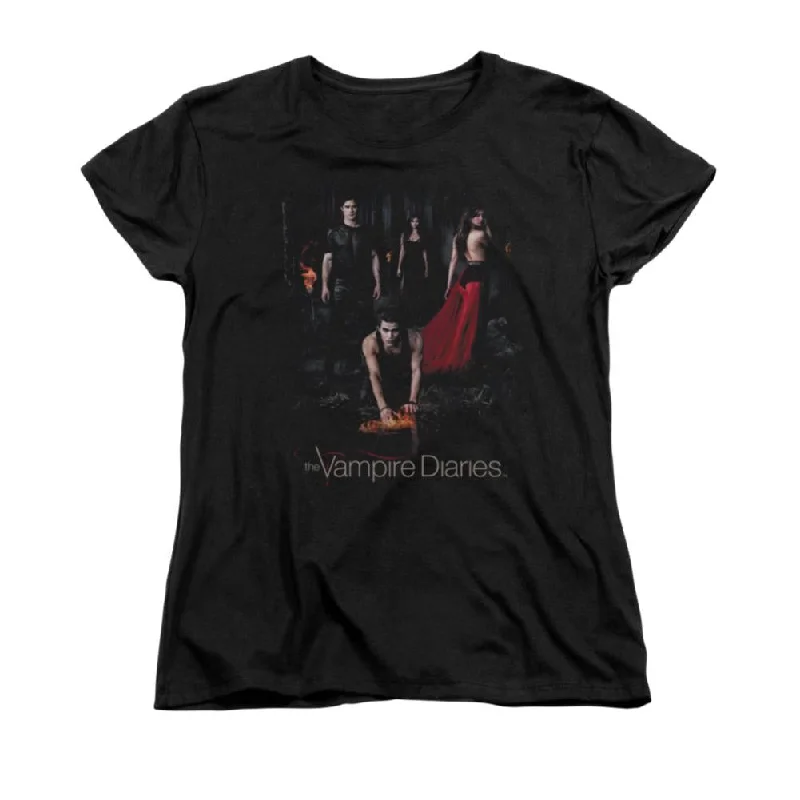 The Vampire Diaries Fire Women's 18/1 Cotton Short-Sleeve T-Shirt Jersey Fabric Tulle Fabric Batik Fabric