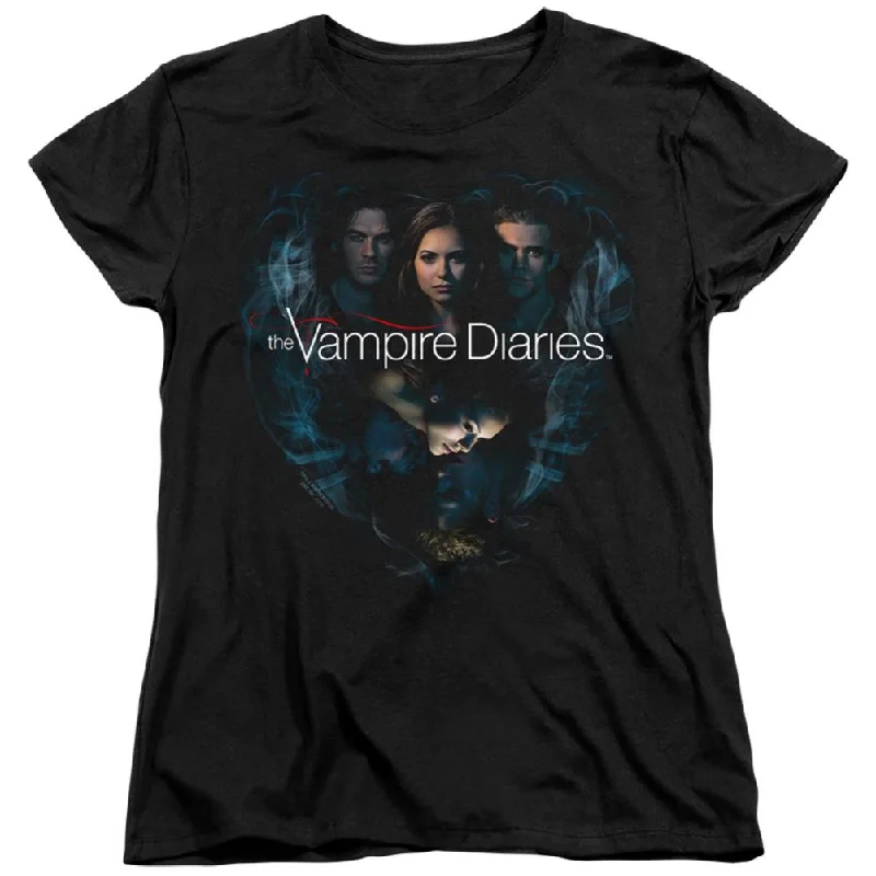 The Vampire Diaries Hearts Desire Women's 18/1 Cotton Short-Sleeve T-Shirt Print Jacquard Patchwork