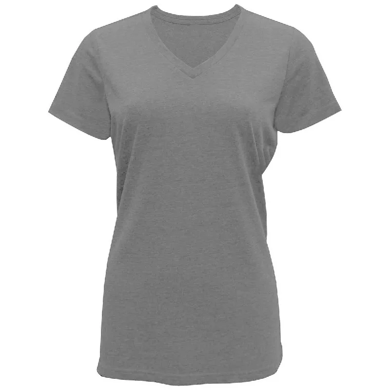 BAW Women's Sports Grey Tri-Blend V-Neck T-Shirt Silk Blend Satin Velvet