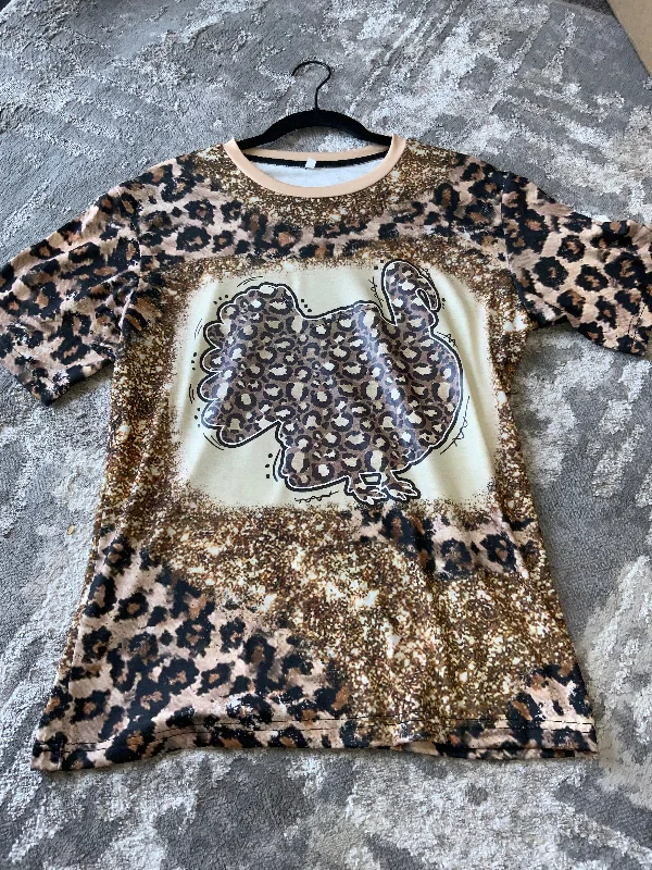 Turkey Cheetah Print Bleached T-shirt Faux Fur Fabric Real Fur Fabric Shearling Fabric