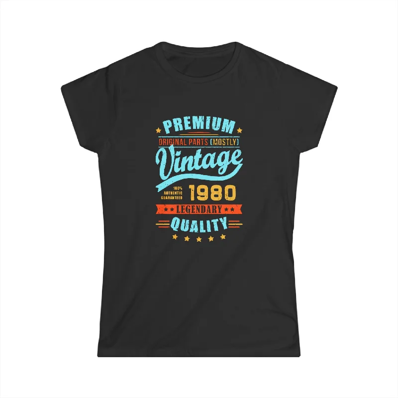 Vintage 1980 TShirt Women Limited Edition BDay 1980 Birthday Womens Shirt Fitted T-Shirt Seamless Stretchy